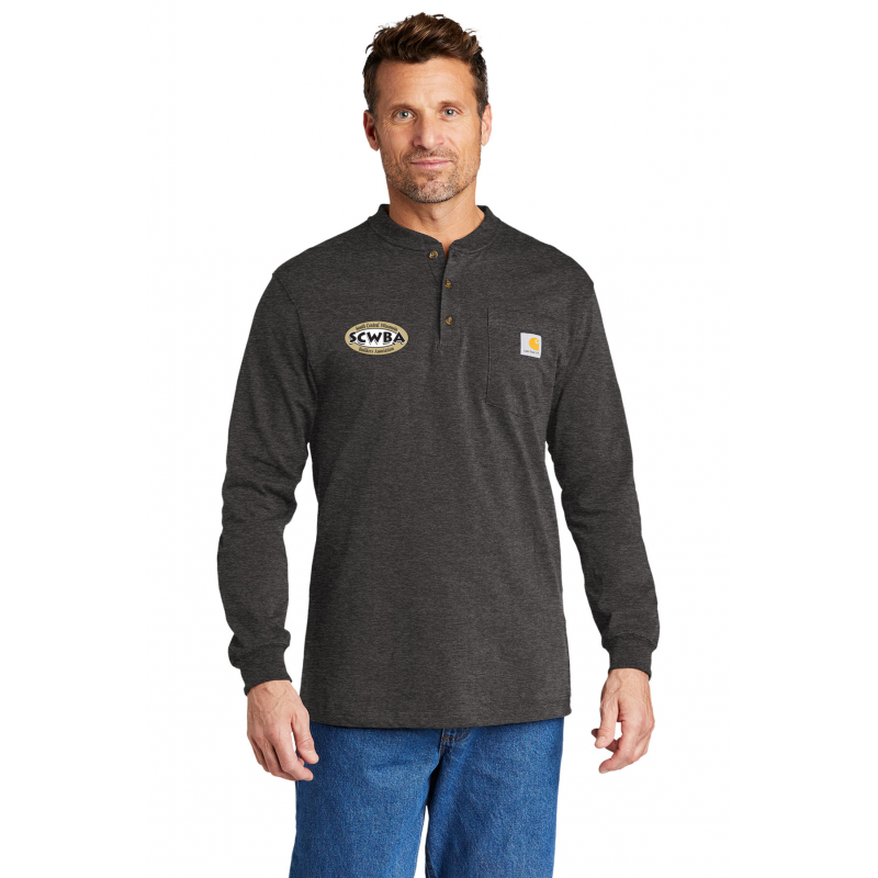 CTK128  Carhartt® Long Sleeve Henley T-Shirt ;EMBROIDER LOGO